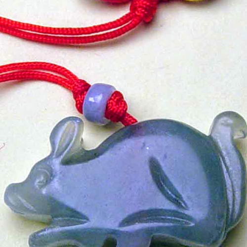 Rat large Xiuyan Jade Charm Necklace