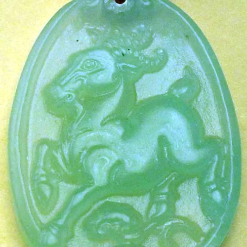 Goat Green Jade Large Pendant Necklace