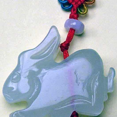 Rabbit large Xiuyan Jade Charm Necklace
