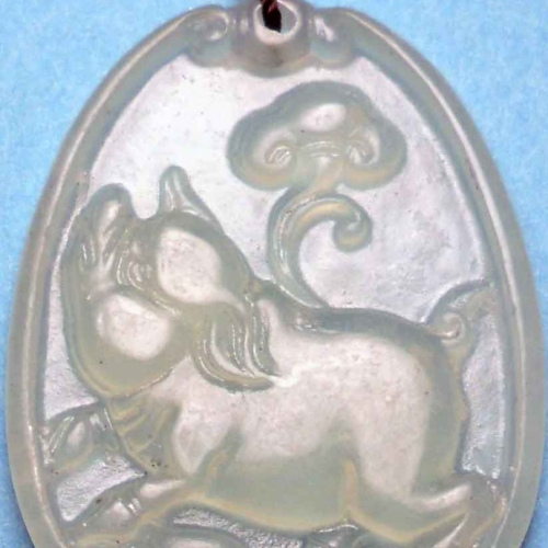 Pig Green Jade Large Pendant Necklace