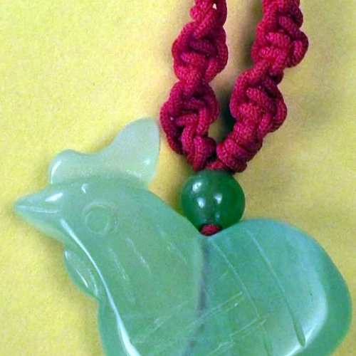 Rooster large Xiuyan Jade Charm Necklace