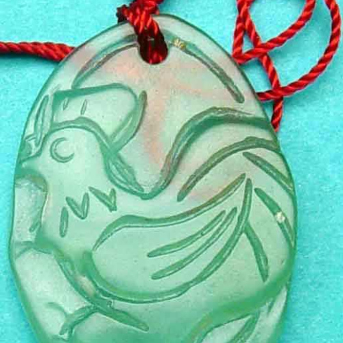 Rooster Green Jade Small Pendant Necklace