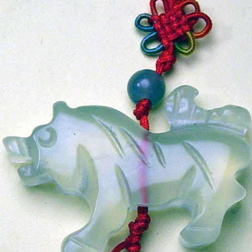 Tiger large Xiuyan Jade Charm Necklace