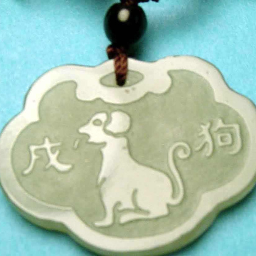 Dog Huotian Green Jade Pendant Necklace